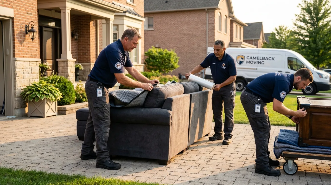 Large estate moving crew wrapping furniture in Hilbert, WI